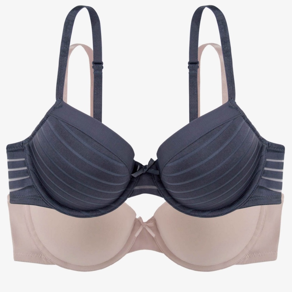 Dorina Women's Louise Light Padded 2 Piece Bra Set - Navy Blue, Beige NWT